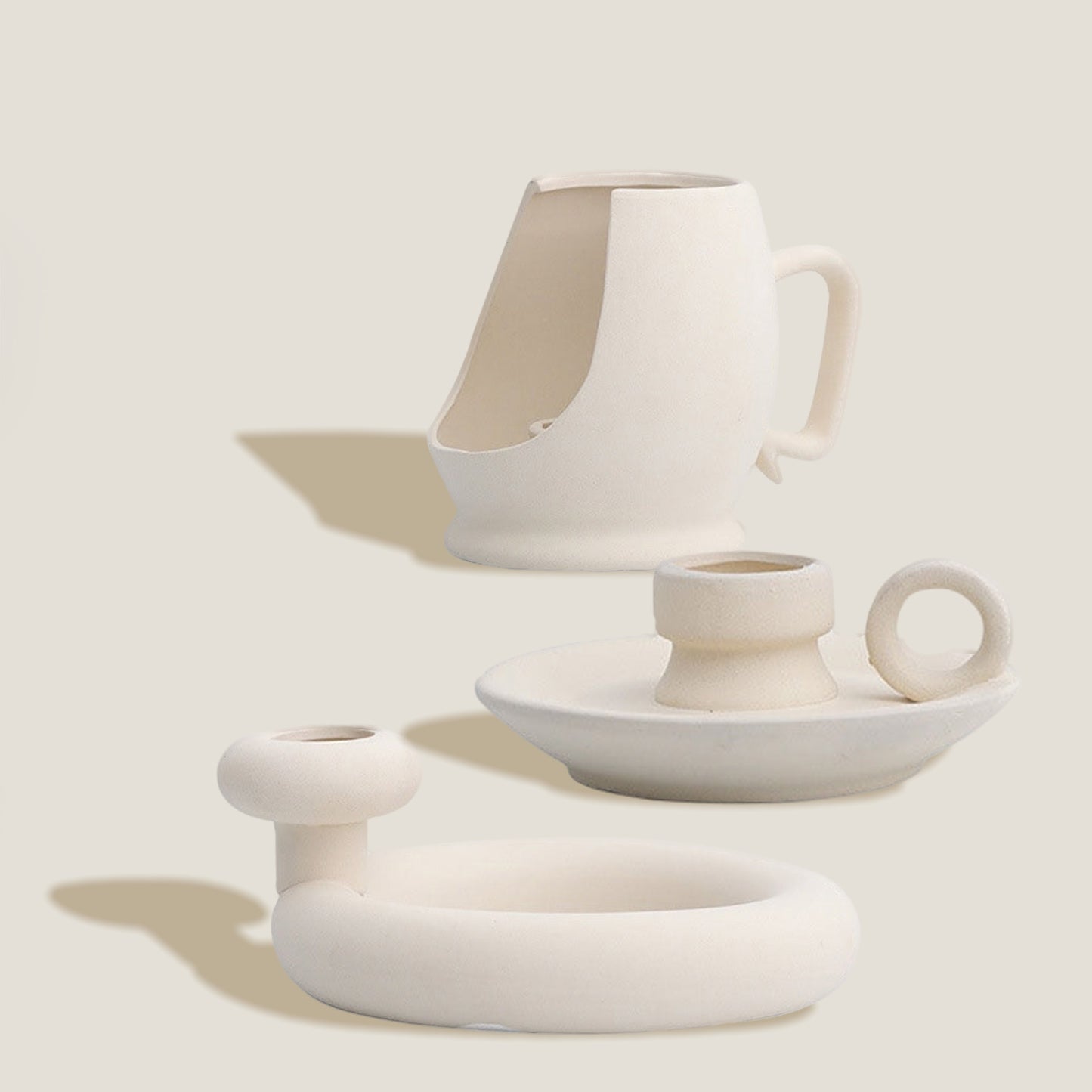 Portacandele Aro bianco sabbia