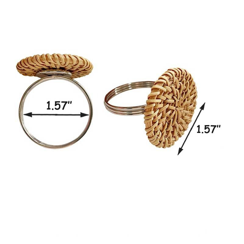 Set di anelli per tovaglioli in rattan