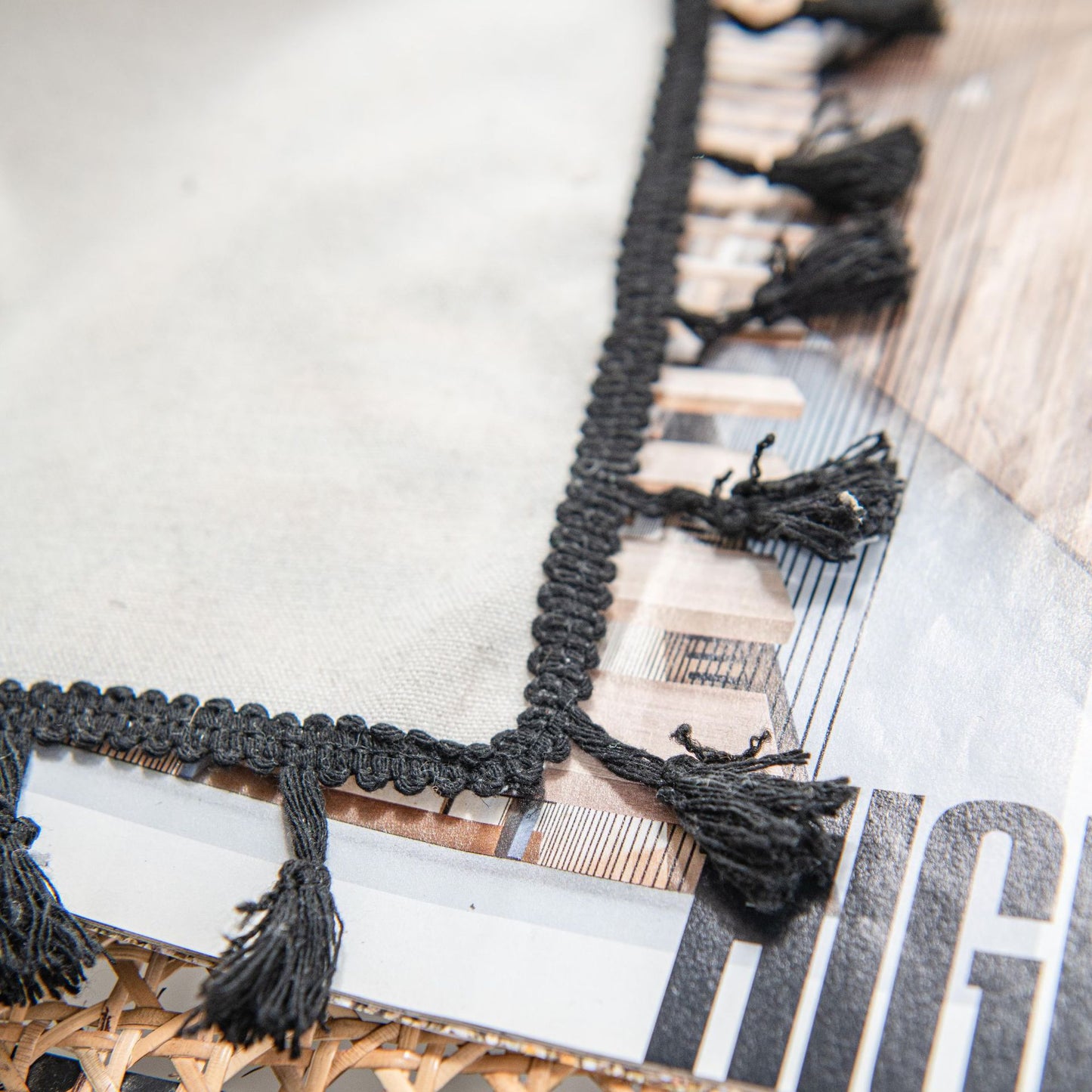 Black Beige Crochet Curtains