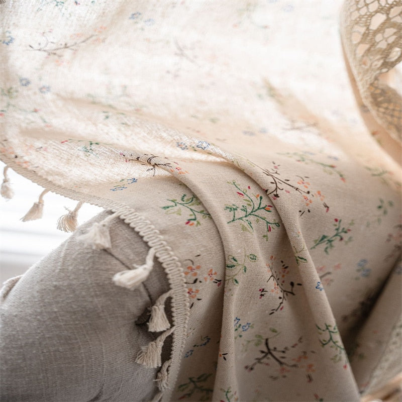 Pink Floral Crochet Curtains