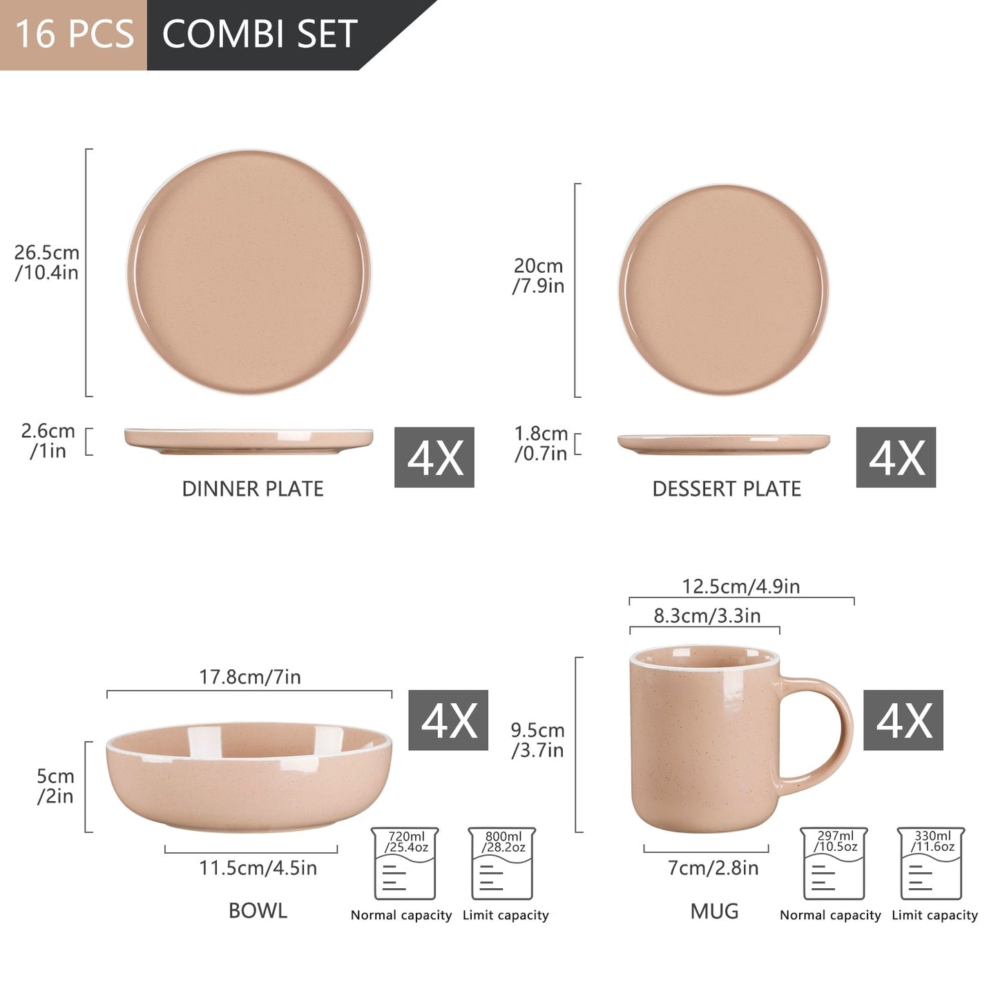 Vörös őszibarack étkészlet