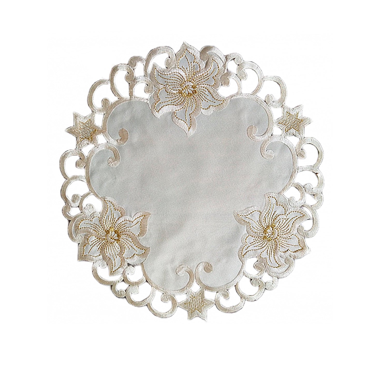 Tovaglietta con ricamo floreale color crema