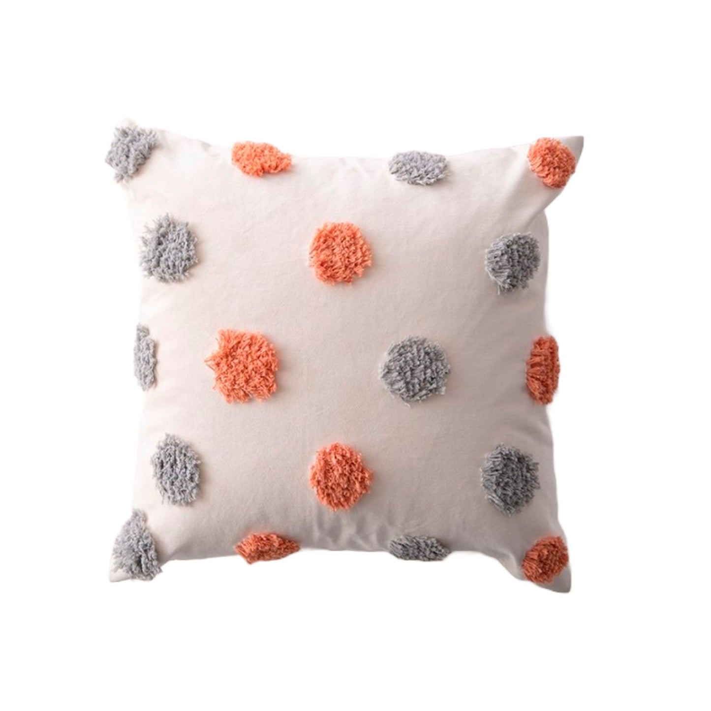 Dot Kadife Beyaz Yastık Kılıfı