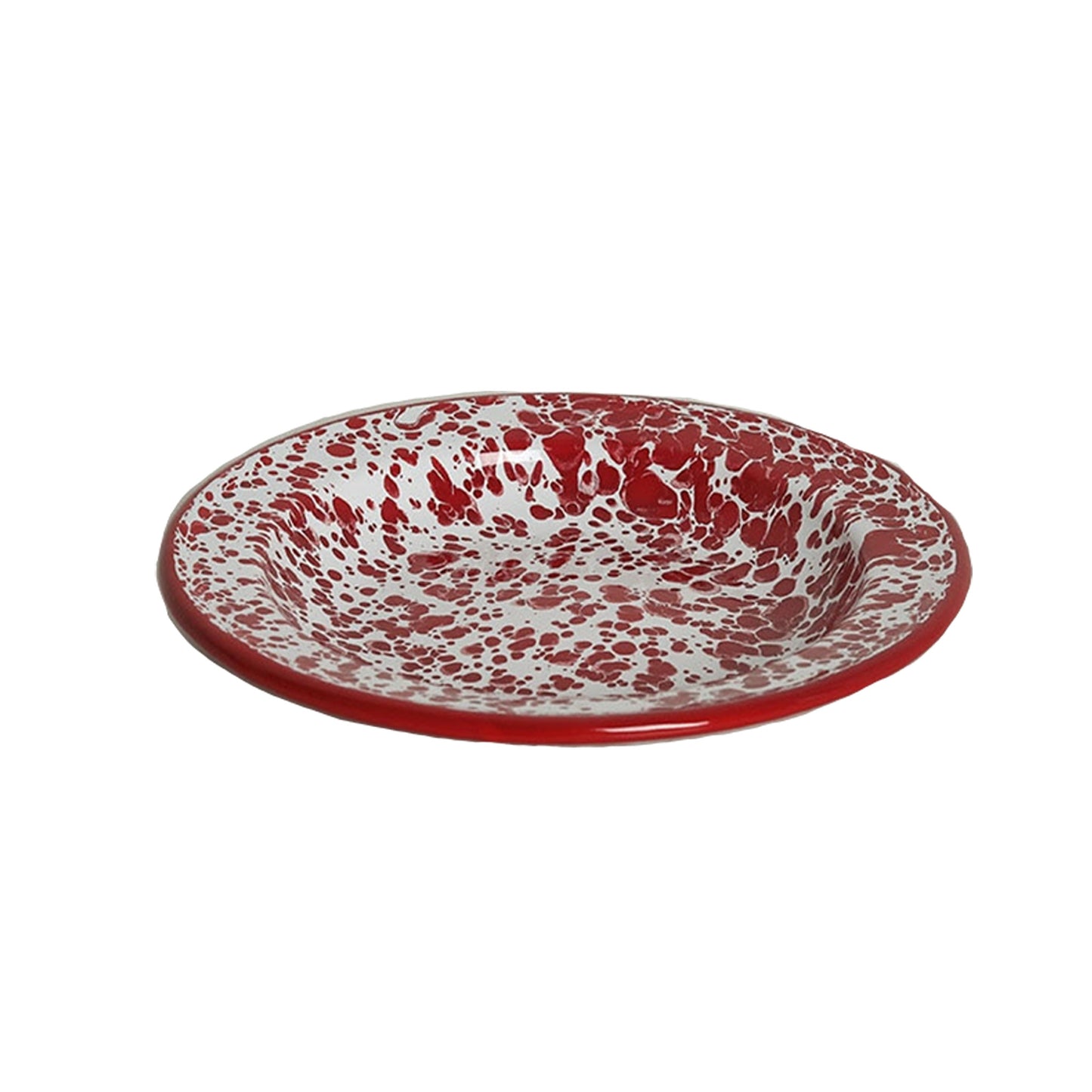 Červený smaltovaný tanier na večeru