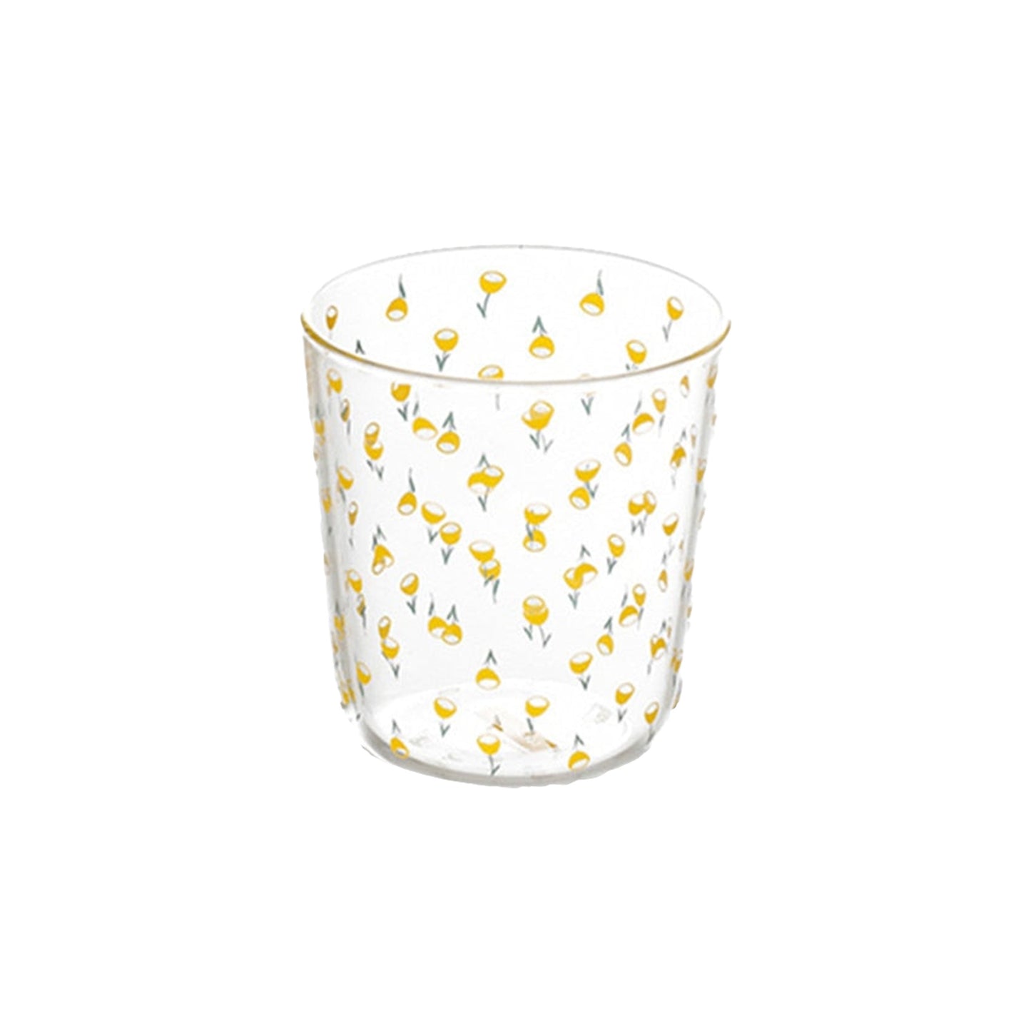 Taza De Cristal Floral Amarilla