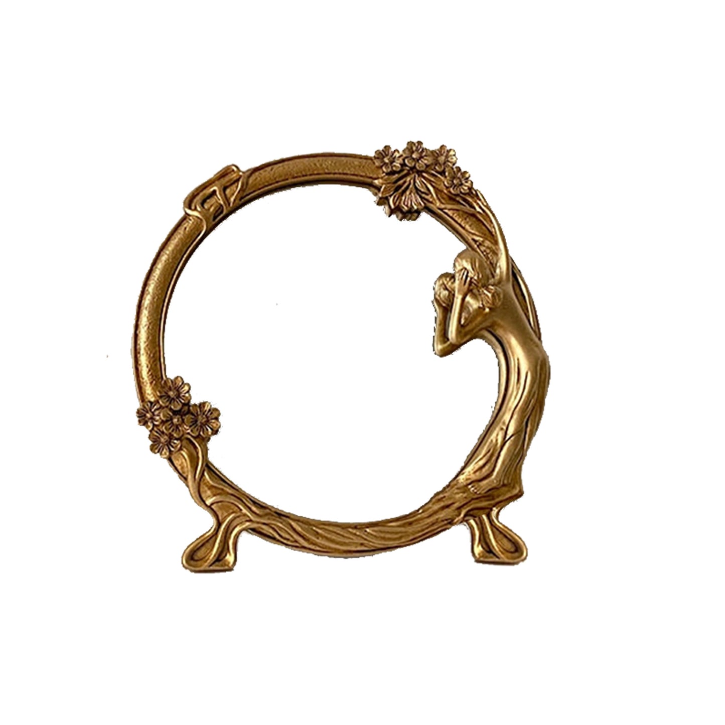 Specchio da tavolo circolare d'oro