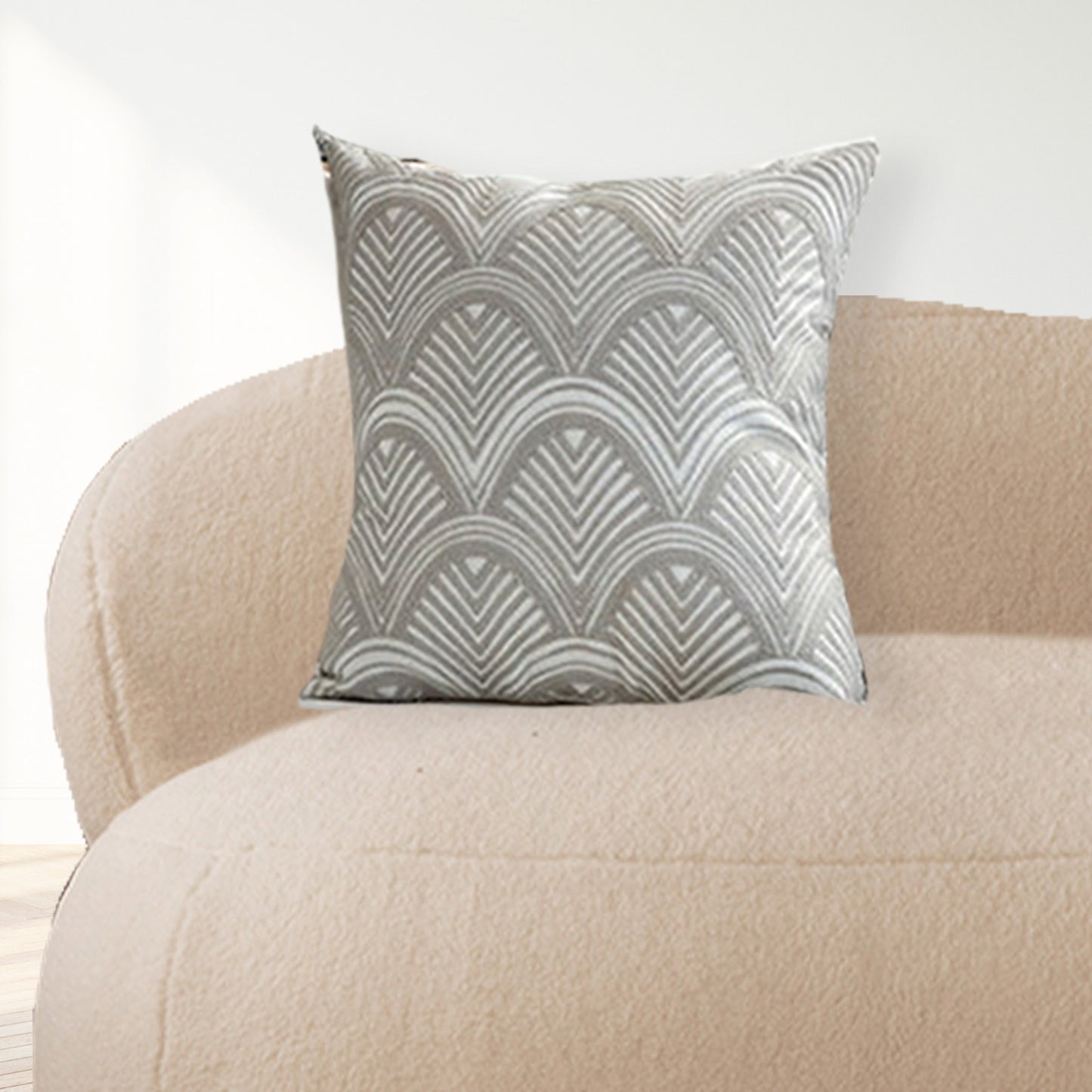 Gray Scale Embroidered Cushion Cover