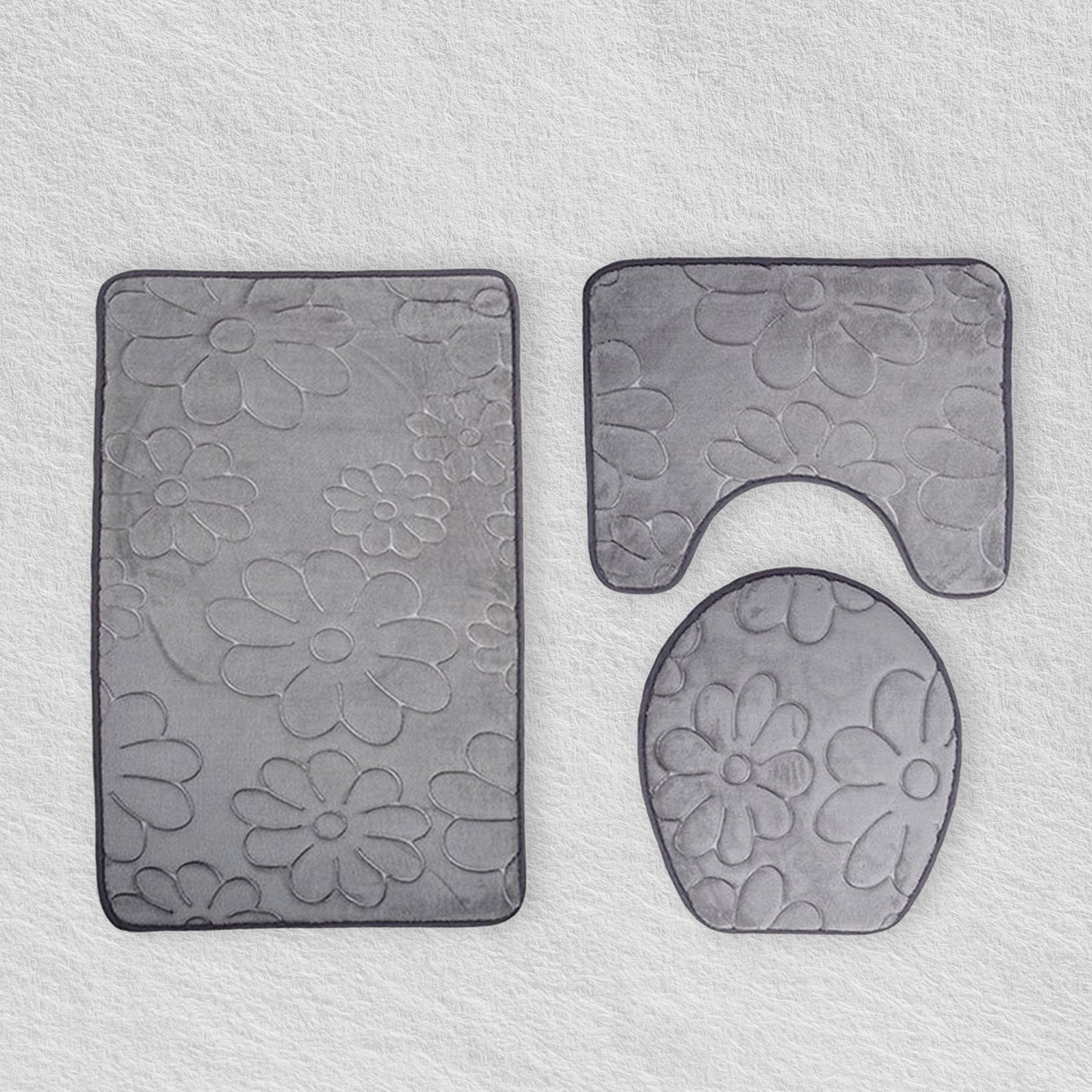 Set De Alfombrillas De Baño Florales Grises