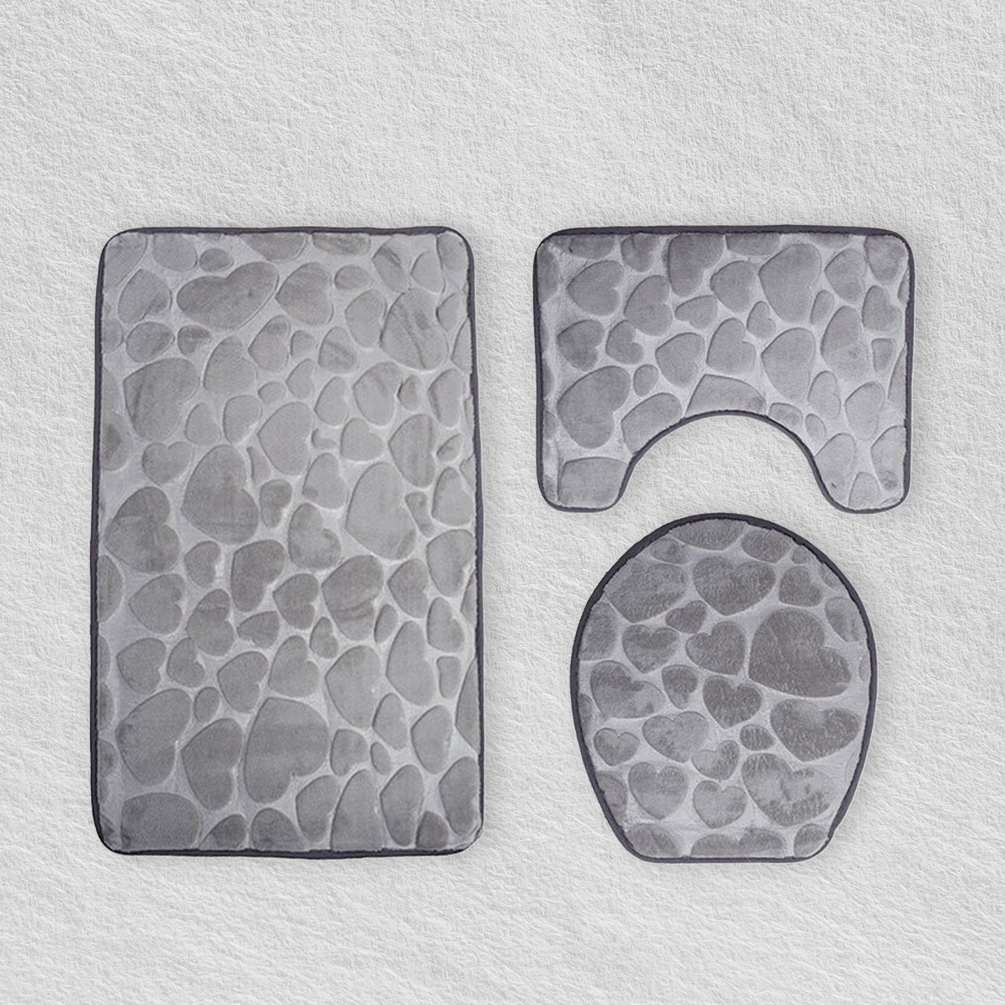 Set De Alfombrillas De Baño Con Forma De Corazón Gris
