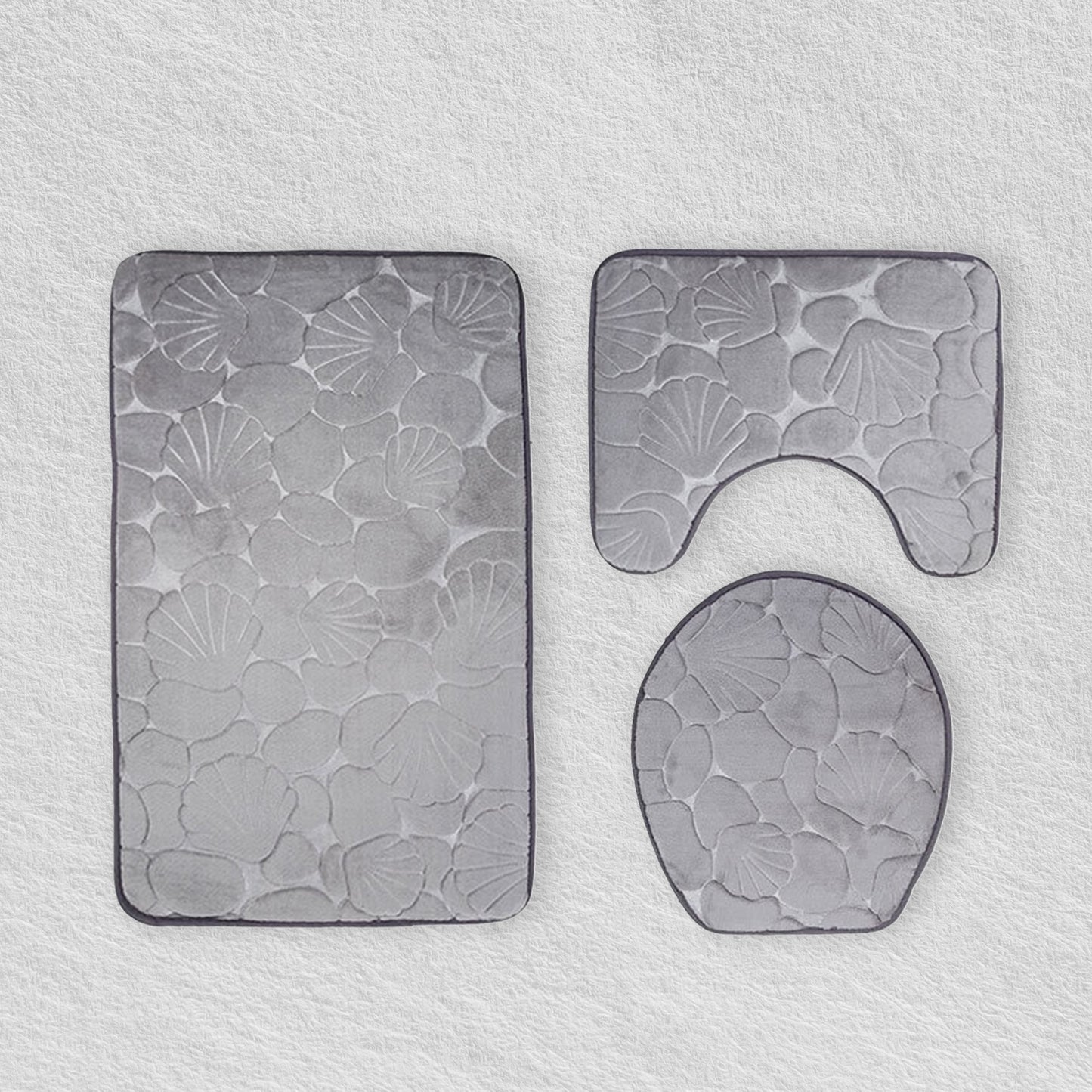 Set De Alfombrillas De Baño De Concha Gris