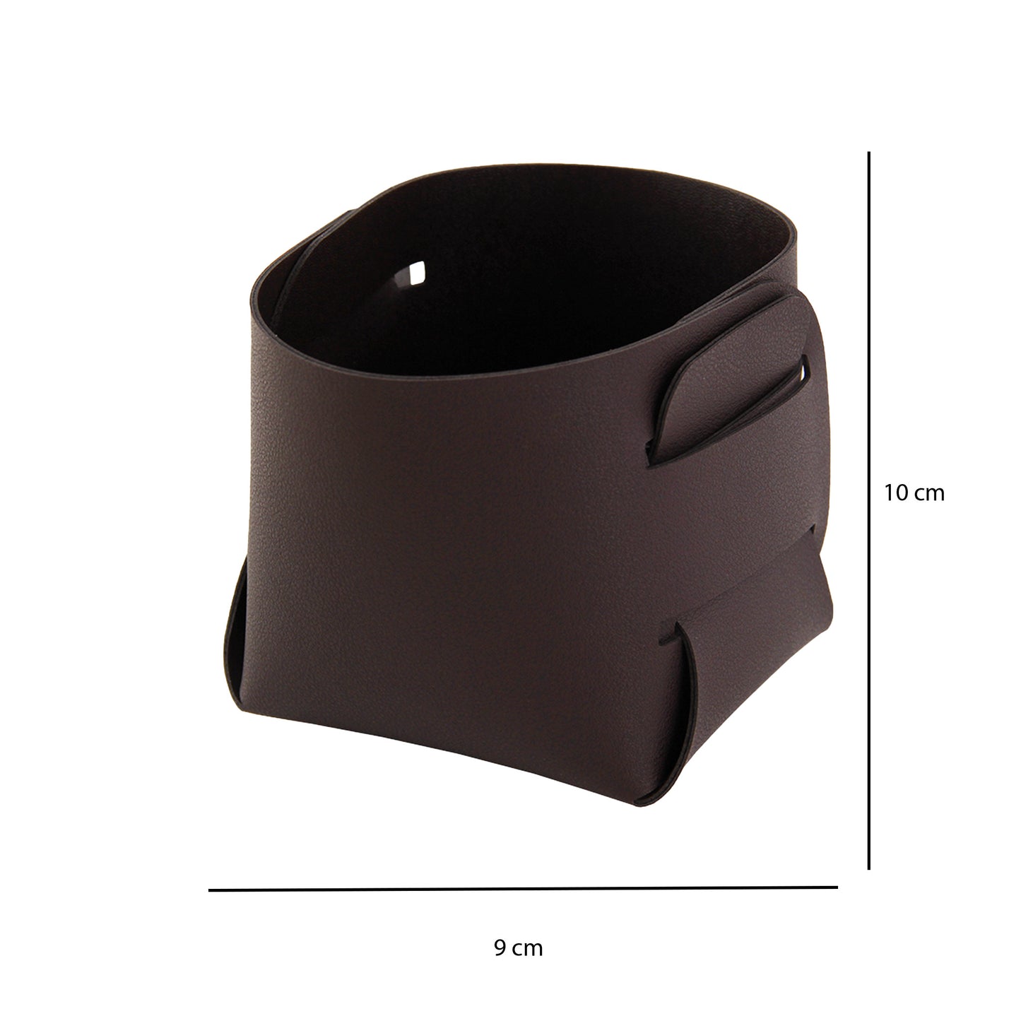 Cestino portaoggetti in pelle marrone