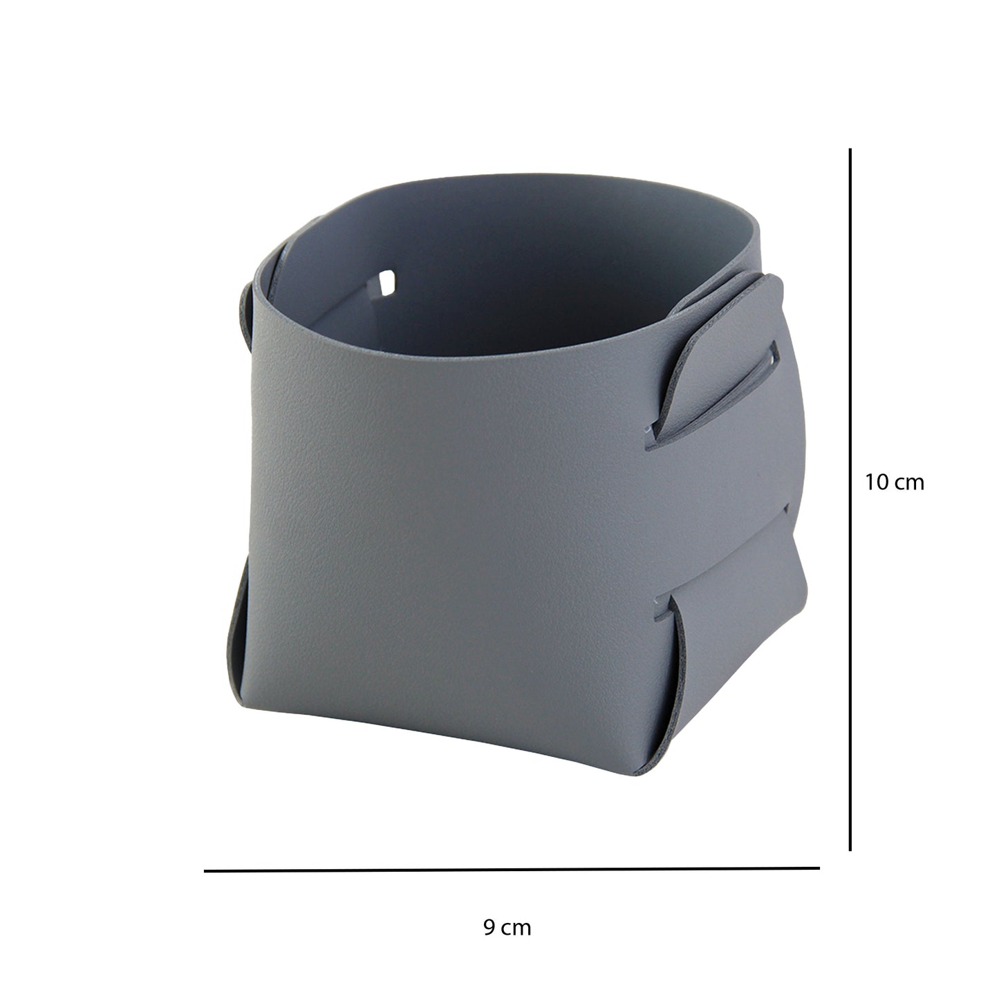 Cestino portaoggetti in pelle grigia