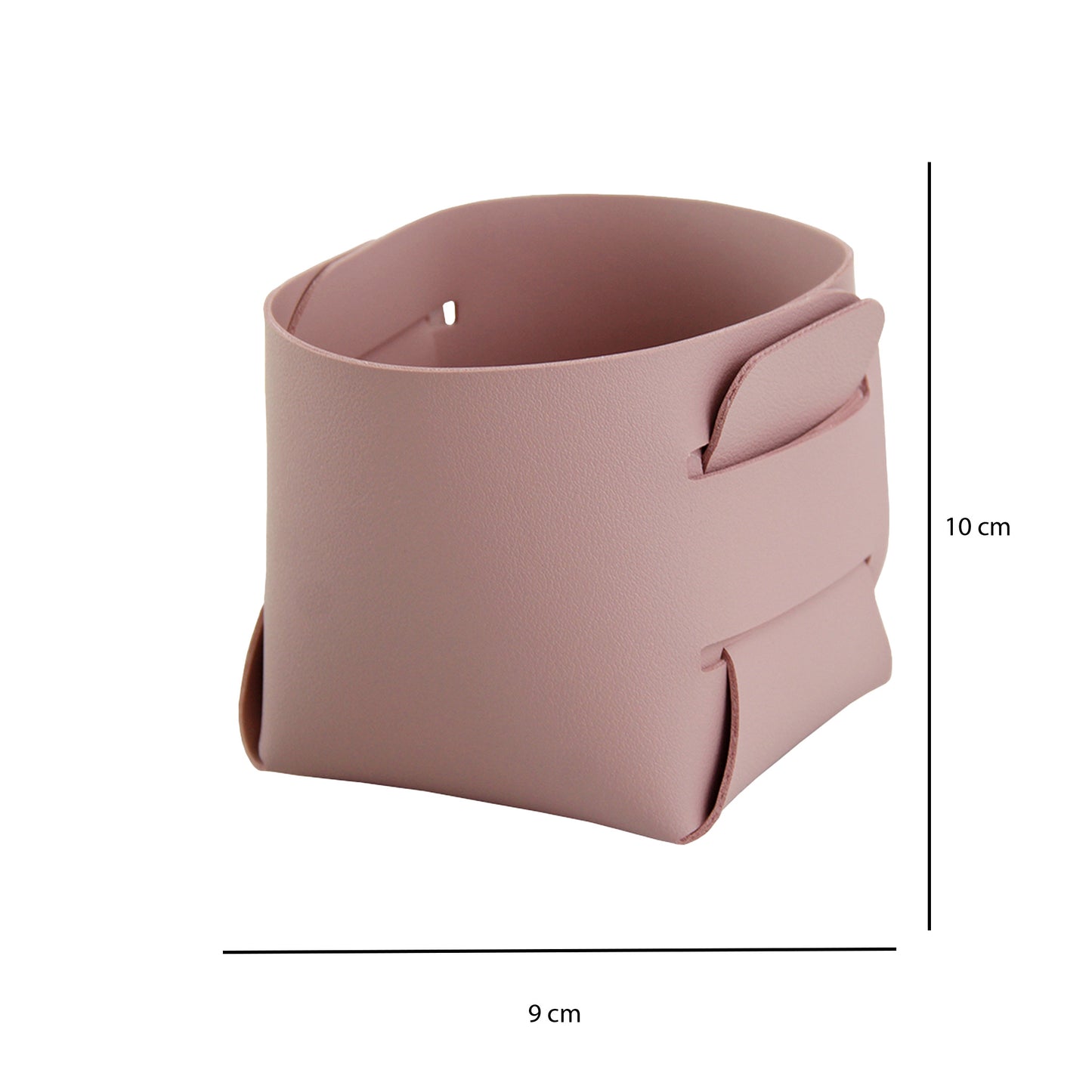 Cestino portaoggetti in pelle rosa antico