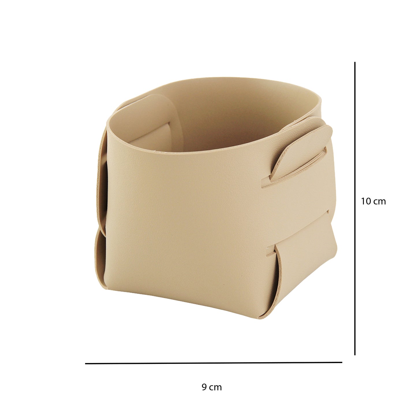 Cestino portaoggetti in pelle beige