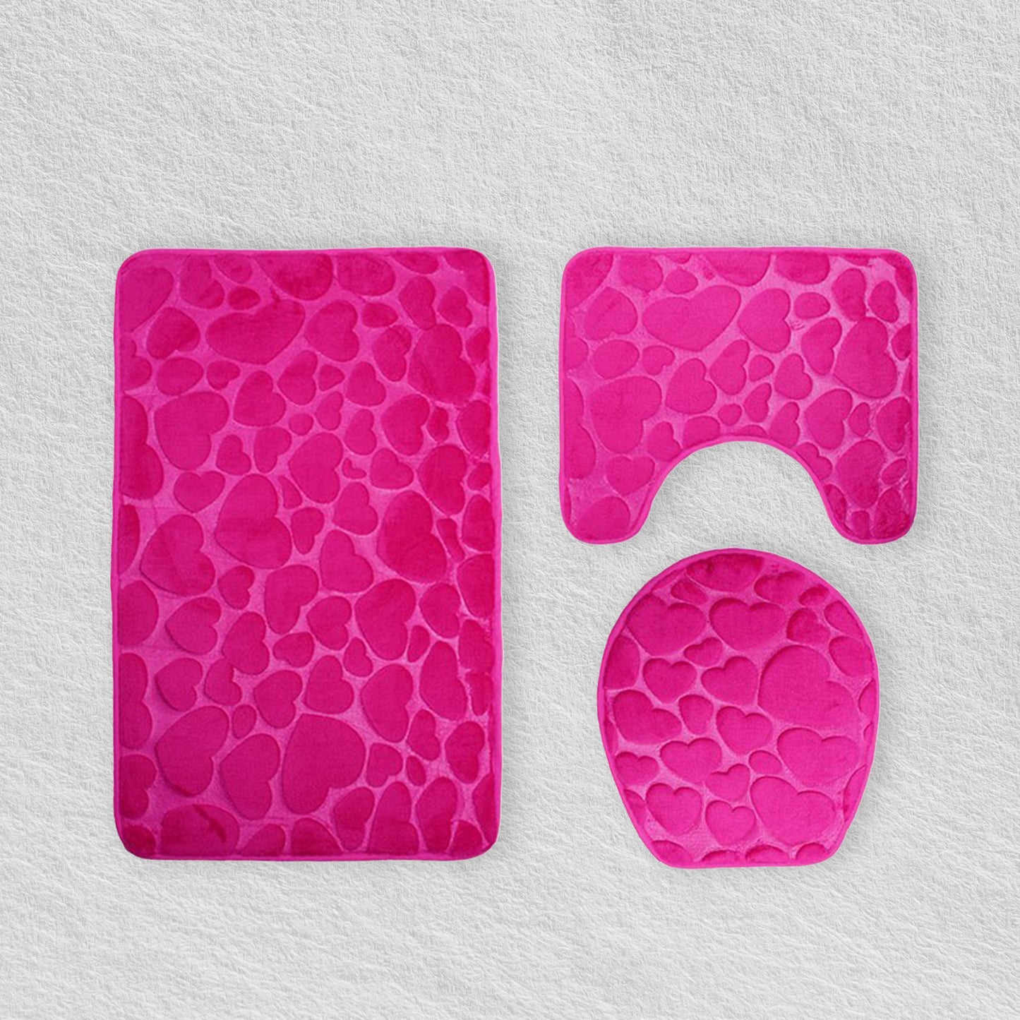 Set De Alfombrillas De Baño Con Forma De Corazón Rosa