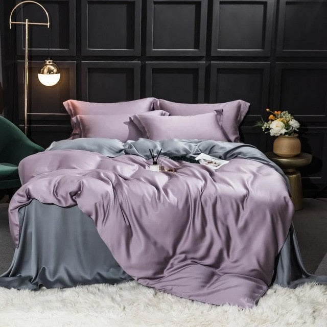 Set di biancheria da letto in seta viola