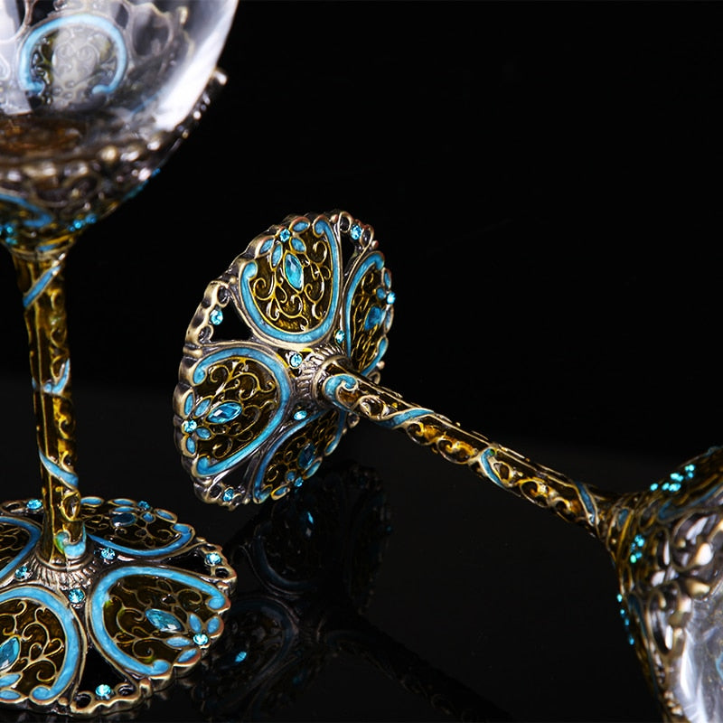 Blue Metal Wine Glass