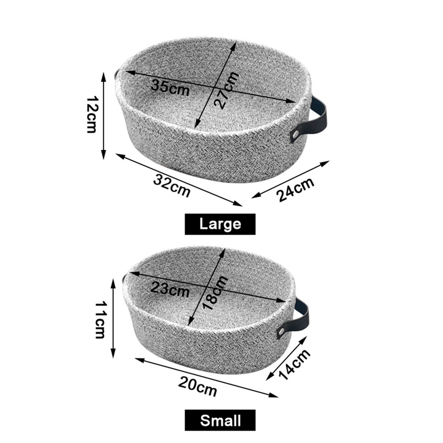Cestino in corda intrecciata grigia