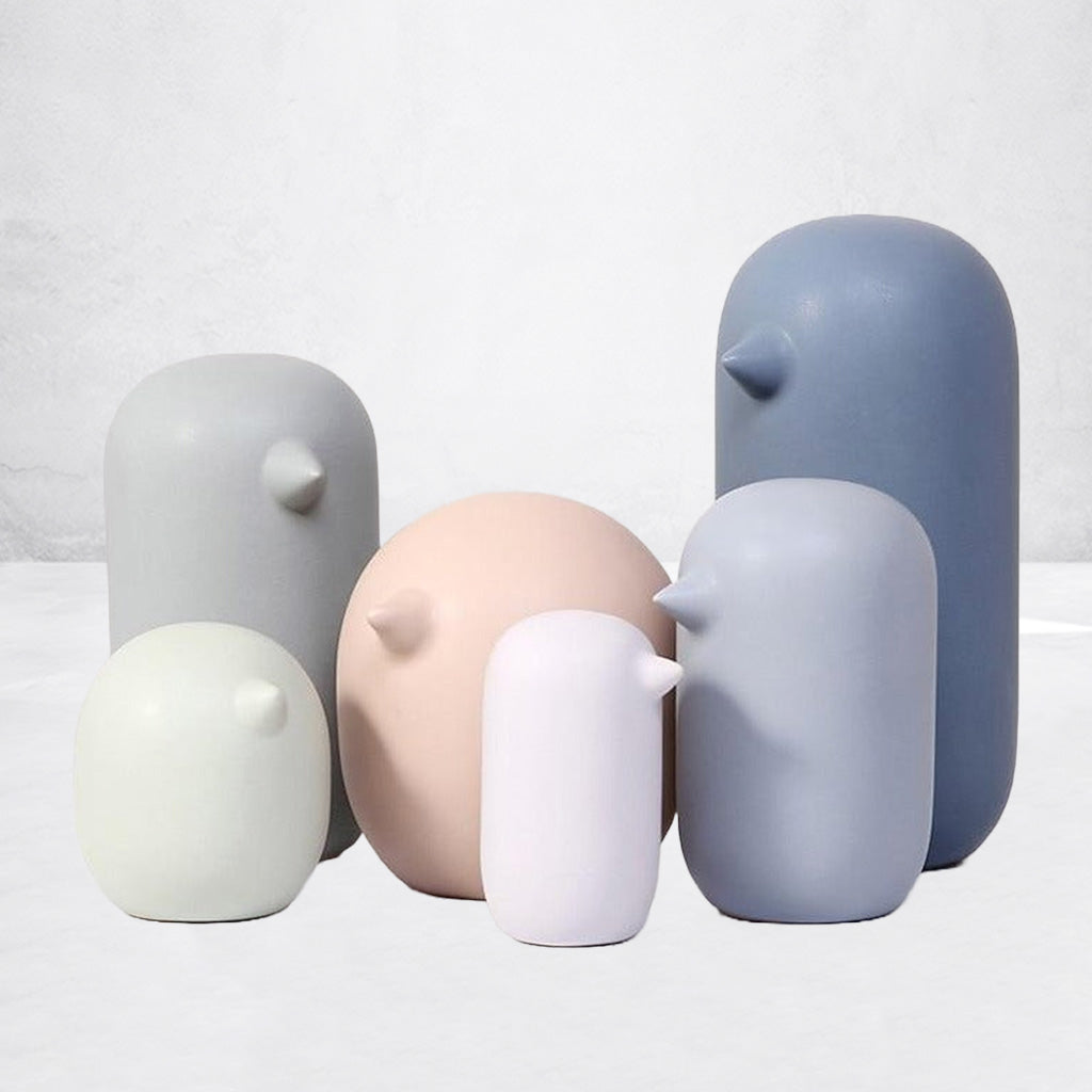 home decor set by maoma Art. Abstract Bird Figurines in pastel colors