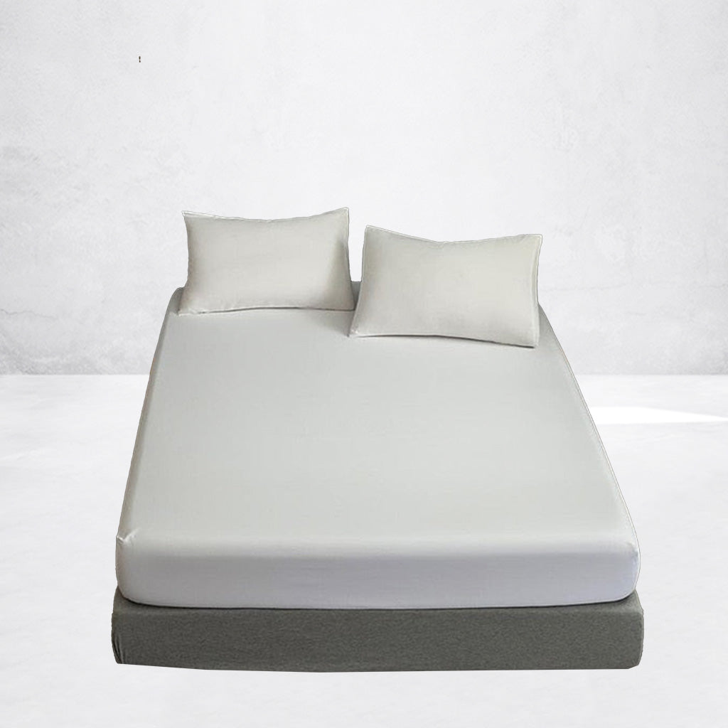 White soft cotton bed sheet by maoma art