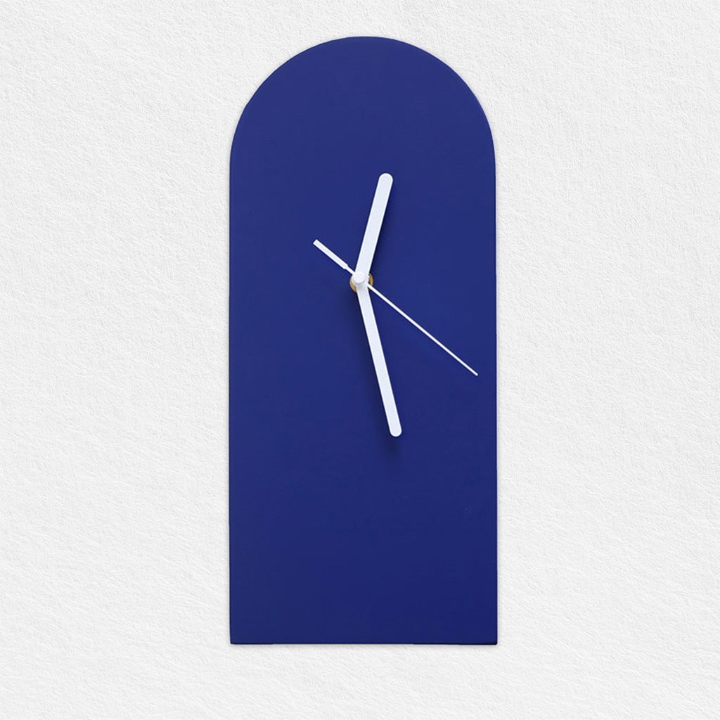 Blue arch woodd wall clock by maoma art
