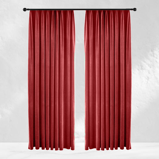 Coral Velvet Curtains