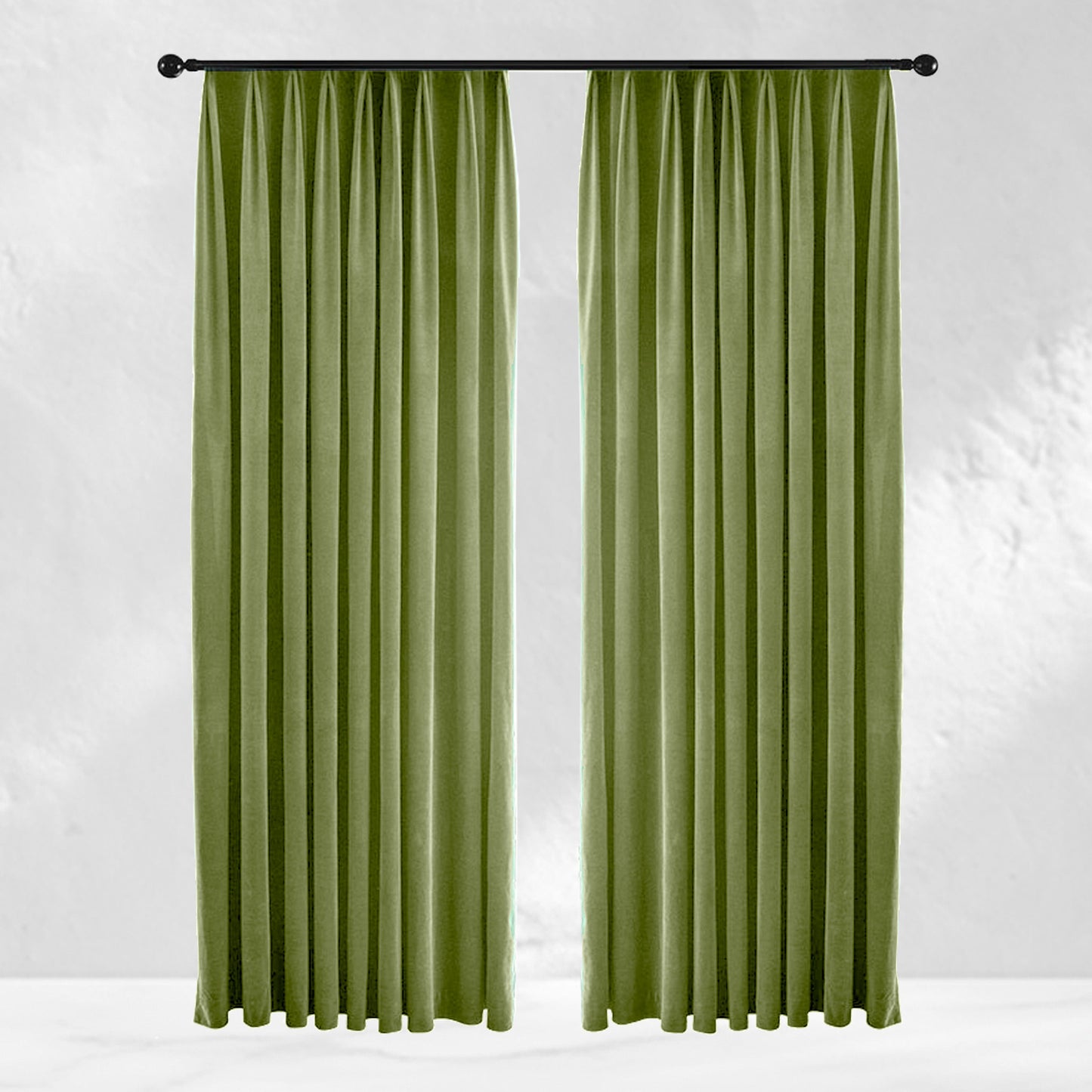 Tranquil Green Velvet Curtains