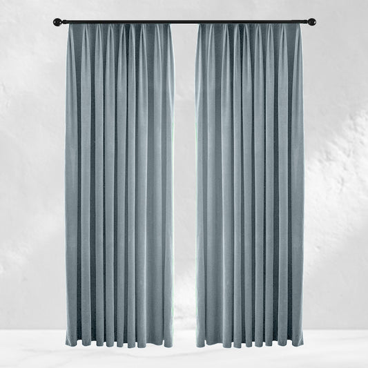Blue Gray Velvet Curtains