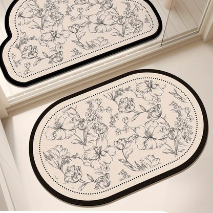 Black Floral Bath Mat
