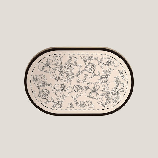 Black Floral Bath Mat