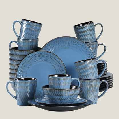 Blue Embossed Stone Tableware Set