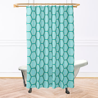 Blue Honeycomb Shower Curtain