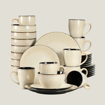 Cream Embossed Stone Tableware Set