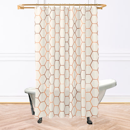 Gold Honeycomb Shower Curtain