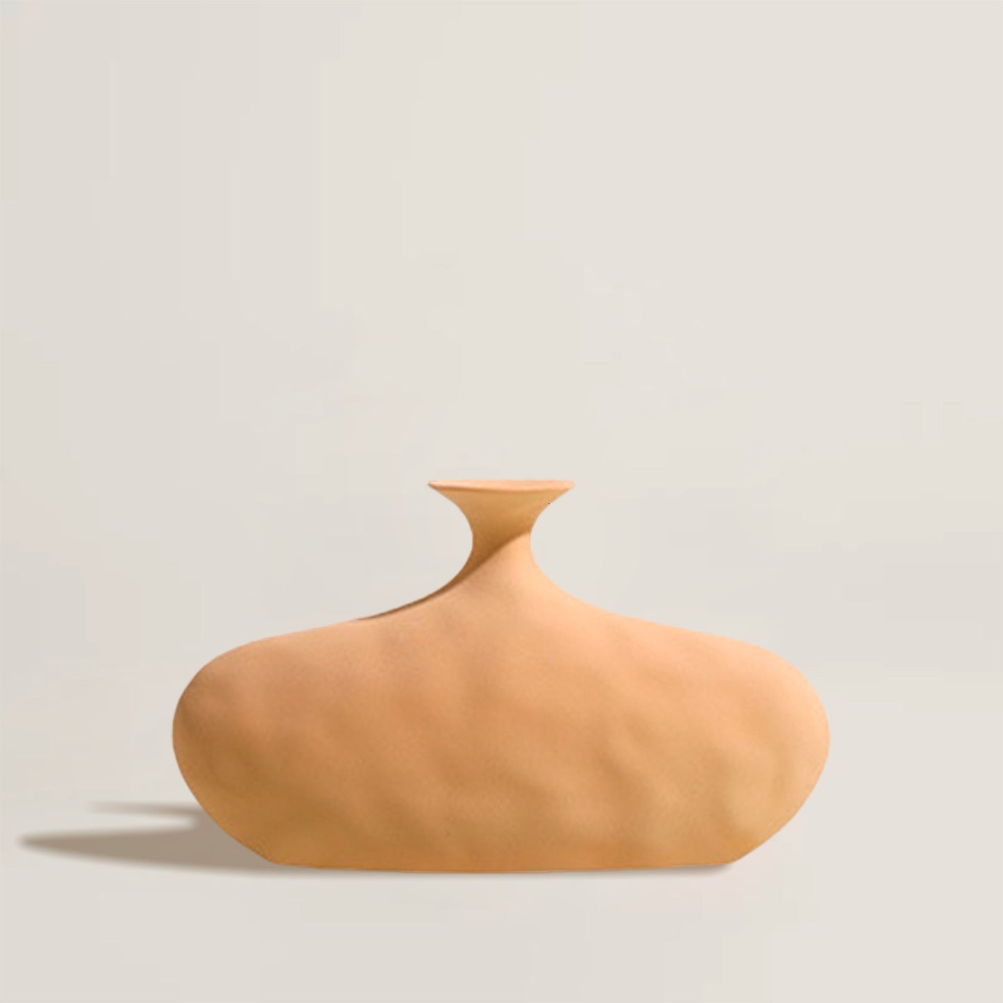 Yellow Hammered Ceramic Vase