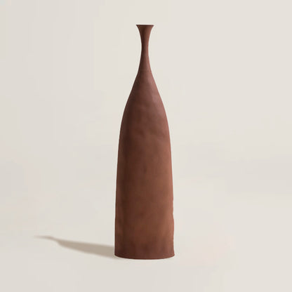 Brown Hammered Ceramic Vase