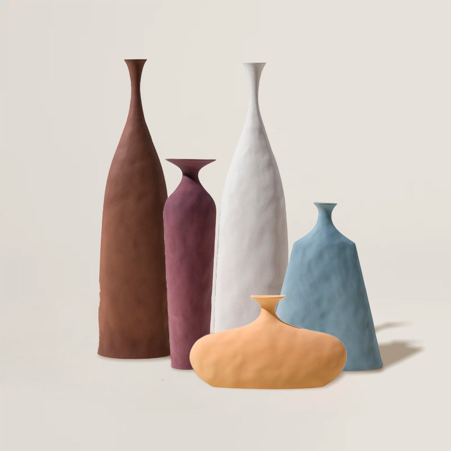 Blue Hammered Ceramic Vases