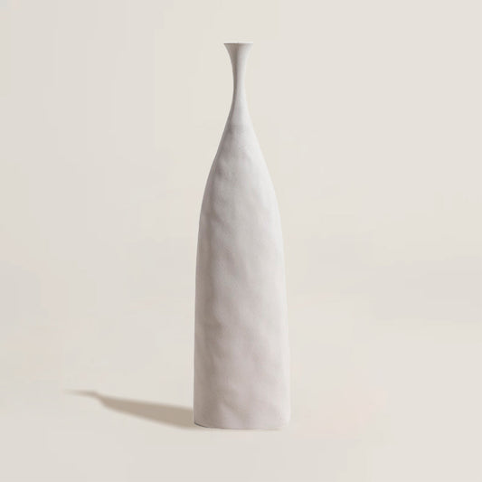 White Hammered Ceramic Vase