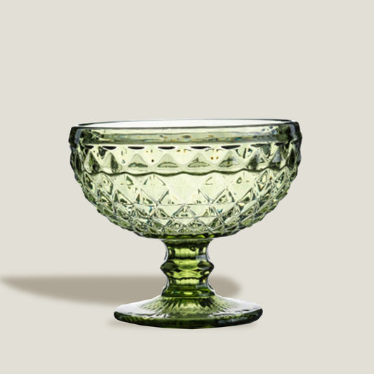 Green Glass Goblet Bowl