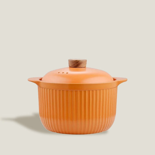 Оранжева керамична тенджера за готвене