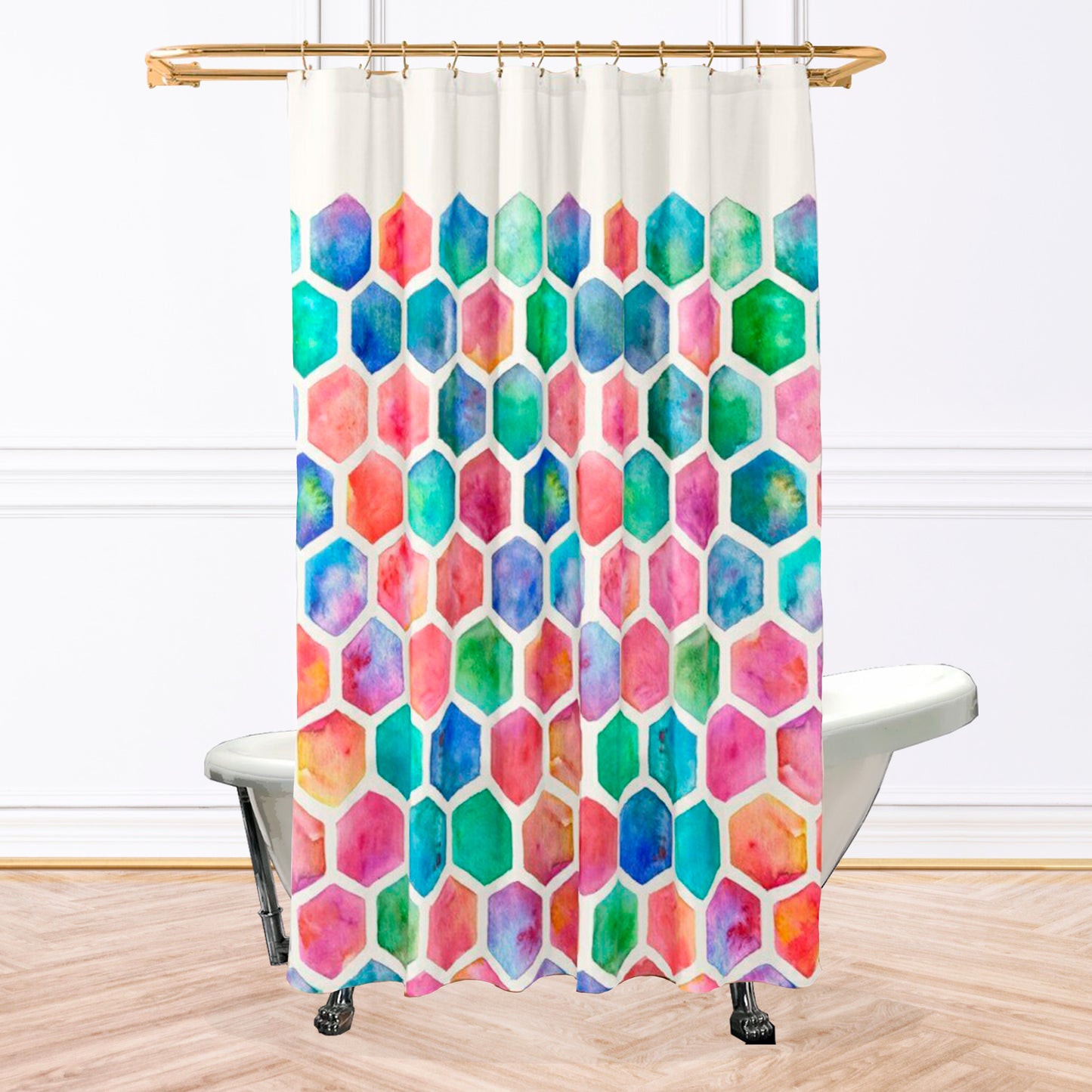 Rainbow Honeycomb Shower Curtain