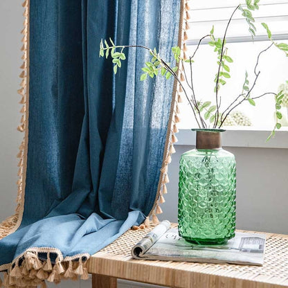 Blue Cotton Linen Curtains