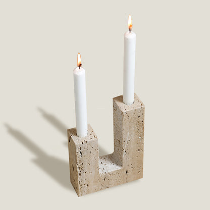 Square Stone Candle Holder