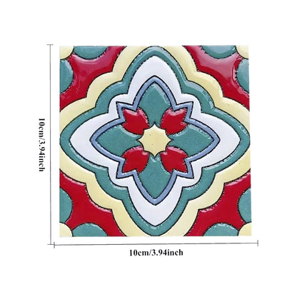 Set di sottobicchieri in legno con motivo a mosaico.
