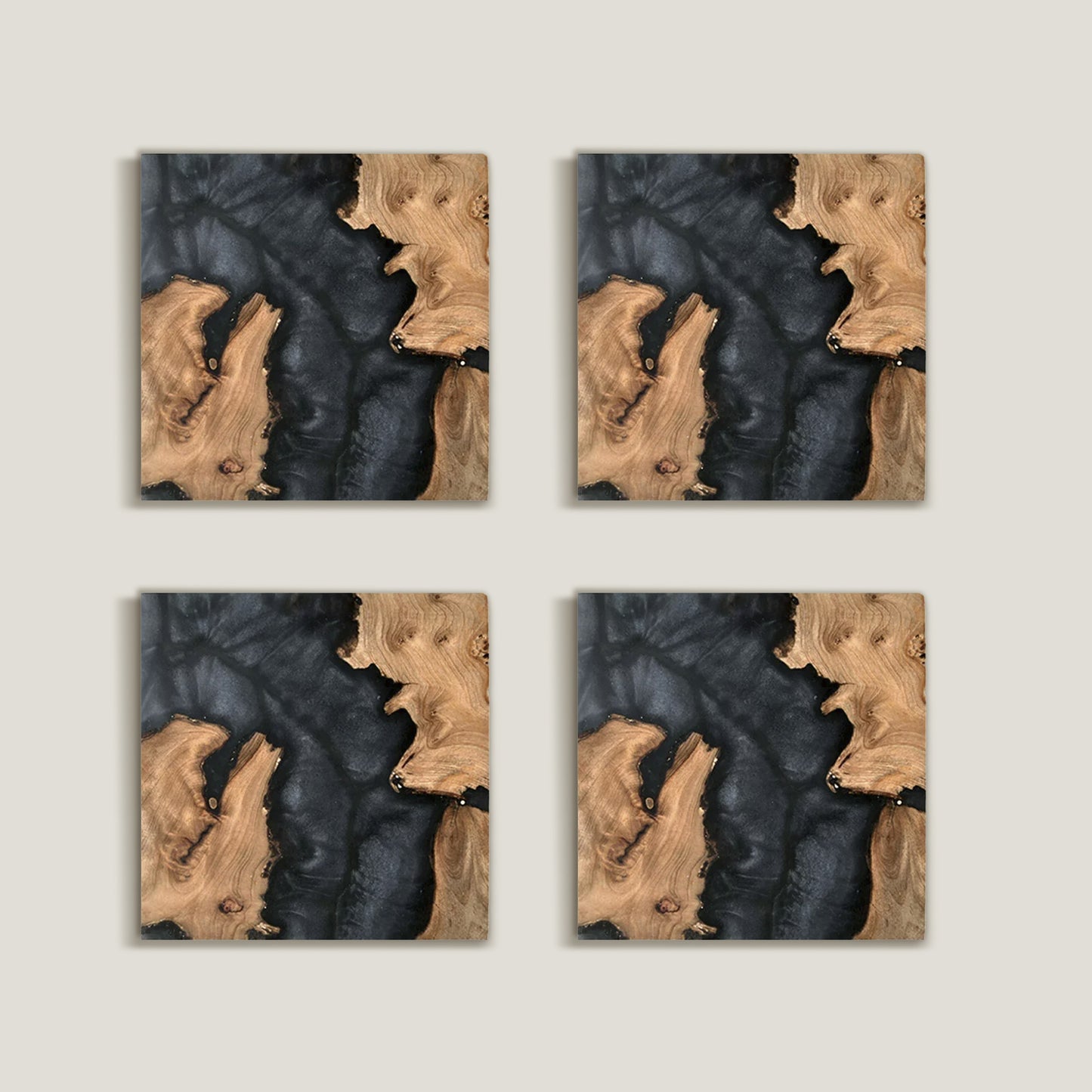 Ocean Black Wood Coaster-sæt