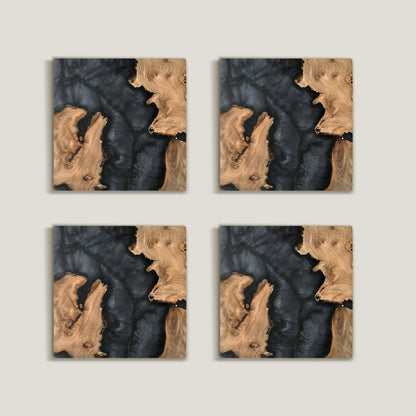 Ocean Black Wood Coaster-sæt