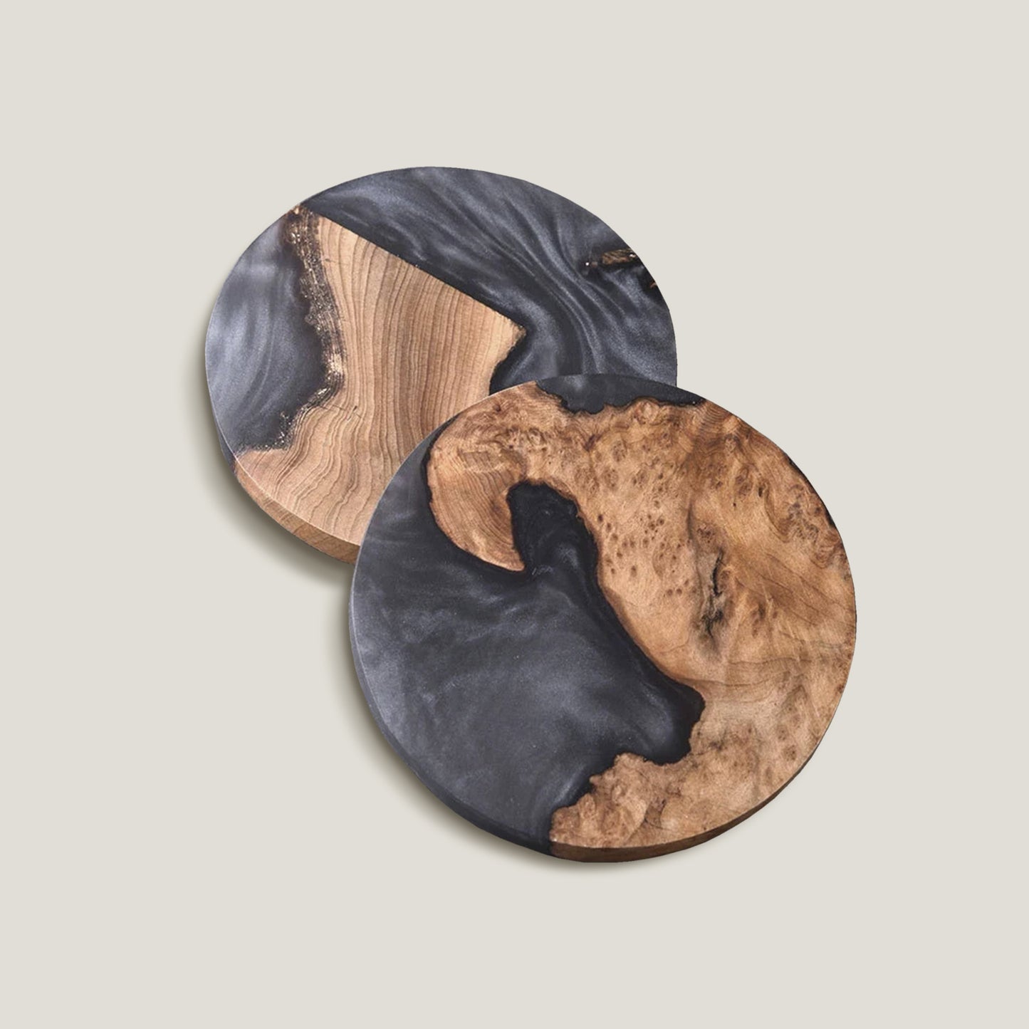 Ocean Black Wood Coaster-sæt