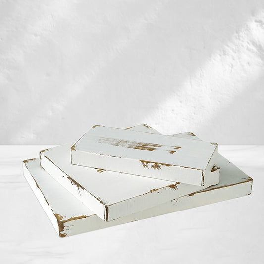 White Rectangle Wood Trays