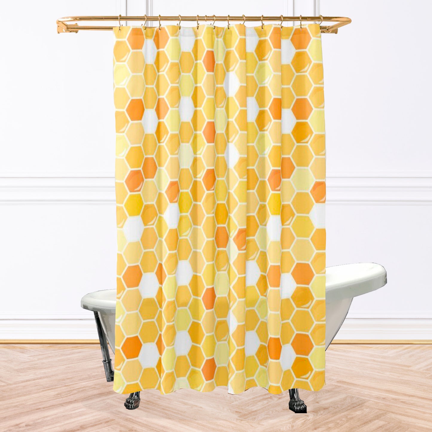 Yellow Honeycomb Shower Curtain
