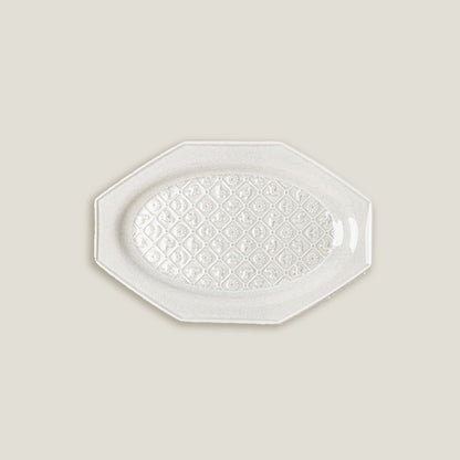 White Octagonal Ceramic Embossed Plates